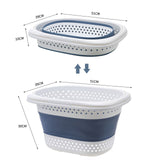 28L Foldable Laundry Washing Basket with Handle Collapsible - Grey/White - Top-Down View
