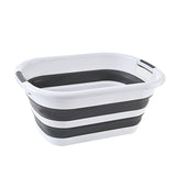 40L Collapsible Laundry Basket Washing Clothes w/Handles Bin Foldable - Grey/White - Front View