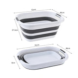 40L Collapsible Laundry Basket Washing Clothes w/Handles Bin Foldable - Grey/White - Side View