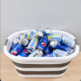 40L Collapsible Laundry Basket Washing Clothes w/Handles Bin Foldable - Grey/White - Rear View