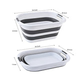 26L Collapsible Laundry Basket Washing Clothes w/Handles Bin Foldable - Grey/White - Side View
