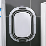 26L Collapsible Laundry Basket Washing Clothes w/Handles Bin Foldable - Grey/White - Rear View