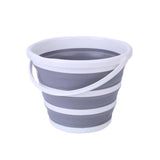 10 Litre Foldable Collapsible Bucket Silicone for Home/Hiking/Camping/Fishing - Grey/White - Front View