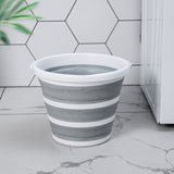 10 Litre Foldable Collapsible Bucket Silicone for Home/Hiking/Camping/Fishing - Grey/White - Close-Up Angle
