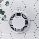 3x 10L Foldable Collapsible Bucket Silicone Hiking/Camping/Fishing - Grey/White - Top-Down View