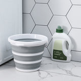 3x 10L Foldable Collapsible Bucket Silicone Hiking/Camping/Fishing - Grey/White - Rear View
