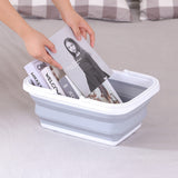 10x 9L Collapsible Laundry Folding Clothes Basket w Handles Bin Bulk- Grey/White - Side View
