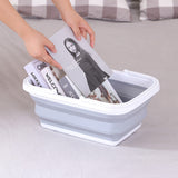 2x 9L Collapsible Laundry Folding Basket Wash Clothes w Handles Bin - Grey/White - Rear View