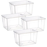 4x 37 Litre Modular Clear Foldable Storage Box with Lid Plastic Tub Collapsible - Front View