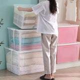 4x 37 Litre Modular Clear Foldable Storage Box with Lid Plastic Tub Collapsible - Rear View