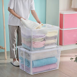 4x 37 Litre Modular Clear Foldable Storage Box with Lid Plastic Tub Collapsible - Close-Up Angle