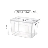 57 Litre Collapsible Modular Clear Foldable Storage Box with Lid Plastic Tub - Side View