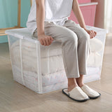 4x 57 Litre Modular Clear Foldable Storage Box with Lid Plastic Tub Collapsible - Close-Up Angle