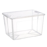 82 Litre Modular Clear Foldable Storage Box with Lid Plastic Tub Collapsible - Front View