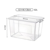 82 Litre Modular Clear Foldable Storage Box with Lid Plastic Tub Collapsible - Side View