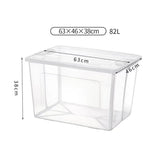 2x 82 Litre Modular Clear Foldable Storage Box with Lid Plastic Tub Collapsible - Side View