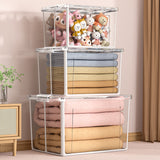 2x 82 Litre Modular Clear Foldable Storage Box with Lid Plastic Tub Collapsible - Extra Image