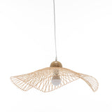 Sophia Natural Hand-Woven Bamboo Wave Pendant Lamp - Small - Front View