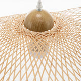Sophia Natural Hand-Woven Bamboo Wave Pendant Lamp - Small - Side View