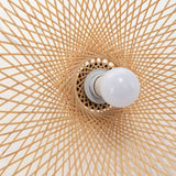 Sophia Natural Hand-Woven Bamboo Wave Pendant Lamp - Small - 45-Degree Angle