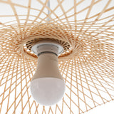 Sophia Natural Hand-Woven Bamboo Wave Pendant Lamp - Small - Rear View