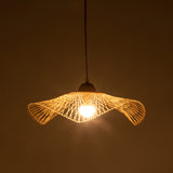 Sophia Natural Hand-Woven Bamboo Wave Pendant Lamp - Small - Close-Up Angle