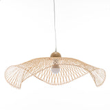 Serene Natural Hand-Woven Bamboo Wave Pendant Lamp Light - Large - Front View