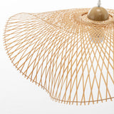 Serene Natural Hand-Woven Bamboo Wave Pendant Lamp Light - Large - Top-Down View