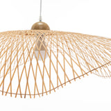 Serene Natural Hand-Woven Bamboo Wave Pendant Lamp Light - Large - 45-Degree Angle