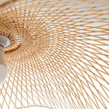 Serene Natural Hand-Woven Bamboo Wave Pendant Lamp Light - Large - Close-Up Angle