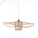 Elysian Breeze Natural Hand-Woven Bamboo Wide Brim Pendant Lamp - Front View