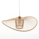 Elysian Breeze Natural Hand-Woven Bamboo Wide Brim Pendant Lamp - Close-Up Angle