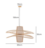 Elysian Breeze Double Natural Hand-Woven Bamboo Double Wide Pendant Lamp Light - Side View