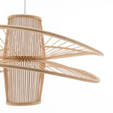 Elysian Breeze Double Natural Hand-Woven Bamboo Double Wide Pendant Lamp Light - 45-Degree Angle