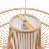 Elysian Breeze Double Natural Hand-Woven Bamboo Double Wide Pendant Lamp Light - Close-Up Angle