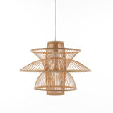 Aurora Natural Hand-Woven Bamboo 3-Layer Pendant Lamp Light - Front View