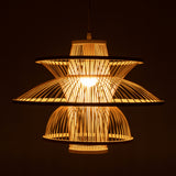 Aurora Natural Hand-Woven Bamboo 3-Layer Pendant Lamp Light - Side View