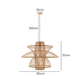 Aurora Natural Hand-Woven Bamboo 3-Layer Pendant Lamp Light - Top-Down View
