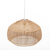 Solara Sphere Natural Hand-Woven Bamboo Cage Pendant Lamp Light - Front View