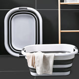 45L Collapsible Laundry Basket Washing Clothes w/Handles Bin Foldable - Grey/White - Side View