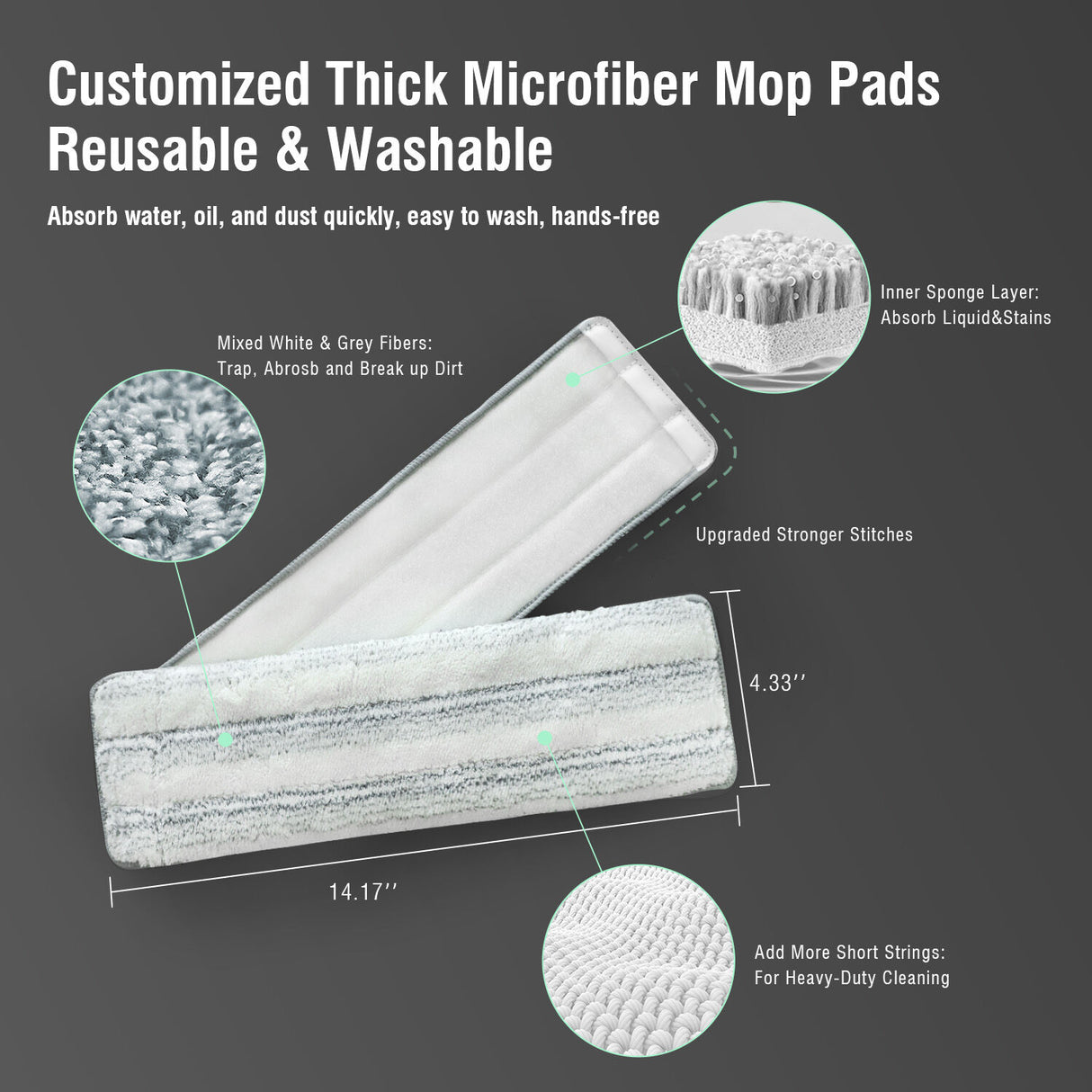 Premium Microfiber Flat Mop Bucket Set w/ Clean & Dirty Water Separation 360 Degree - Light Green