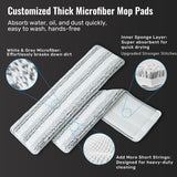 Premium Microfiber Flat Mop Bucket Set w/ Clean & Dirty Water Separation 360 Degree - White - Low Angle