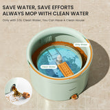 Premium Microfiber Round Mop Bucket Set w/ Clean & Dirty Water Separation 360 Degree - Light Green - Side View