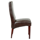 Set of 2 Rome Leather Brown Dining Chairs Durable Seat Wood Kitchen Cafe - Top-Down View