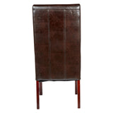 Set of 2 Rome Leather Brown Dining Chairs Durable Seat Wood Kitchen Cafe - 45-Degree Angle
