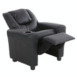 William Kids Recliner Chair - Black PU Armchair for Children - Side View