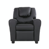 William Kids Recliner Chair - Black PU Armchair for Children - 45-Degree Angle