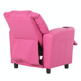 Kids Pink Recliner Armchair - Oliver Children's Lounge Sofa with Cup Holder - 45-Degree Angle