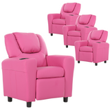 Set of 4 Pink PU Recliner Chairs for Kids - Oliver Lounge Sofa Armchairs - Front View