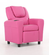 Set of 4 Pink PU Recliner Chairs for Kids - Oliver Lounge Sofa Armchairs - 45-Degree Angle